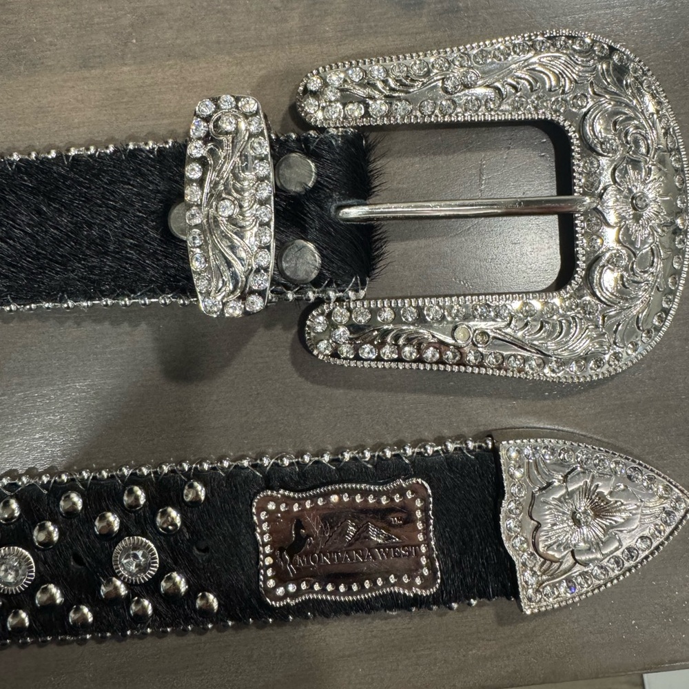 Montana West Black Belt with Embellished Silver Buckle